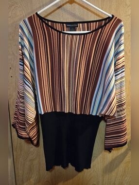 Grace Dane Lewis Striped Knit Top With Kaftan Type Sleeve Womens Small